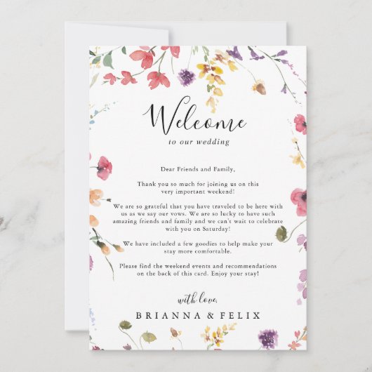 Classic Colorful Wild Wedding Willkommensbrief (Vorderseite)