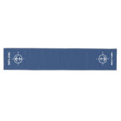 Classic Compass Anchor & Your Boat Name Navy Blue Mittelgroßer Tischläufer (Horizontal)