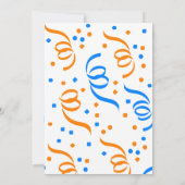 Classic Confetti Blue Orange 84. Geburtstag Einladung (Rückseite)