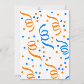 Classic Confetti Blue Orange 98. Geburtstag Einladung (Rückseite)