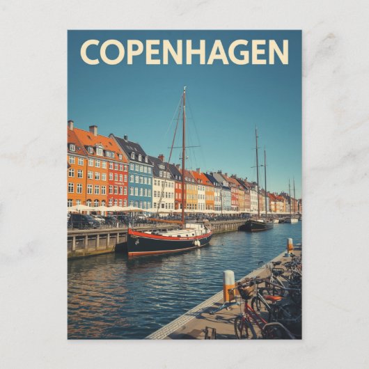 Classic Copenhagen Nyhavn Harbor Postkarte (Vorderseite)