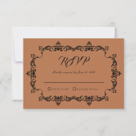 Classic Copper Glow Ornately Framed Wedding RSVP Karte