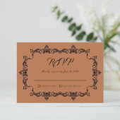 Classic Copper Glow Ornately Framed Wedding RSVP Karte (Stehend Vorderseite)