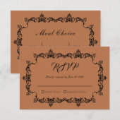 Classic Copper Glow Ornately Framed Wedding RSVP Karte (Vorne/Hinten)