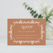 Classic Copper Glow Ornately Framed Wedding RSVP Karte (Stehend Vorderseite)