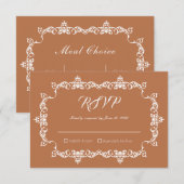Classic Copper Glow Ornately Framed Wedding RSVP Karte (Vorne/Hinten)