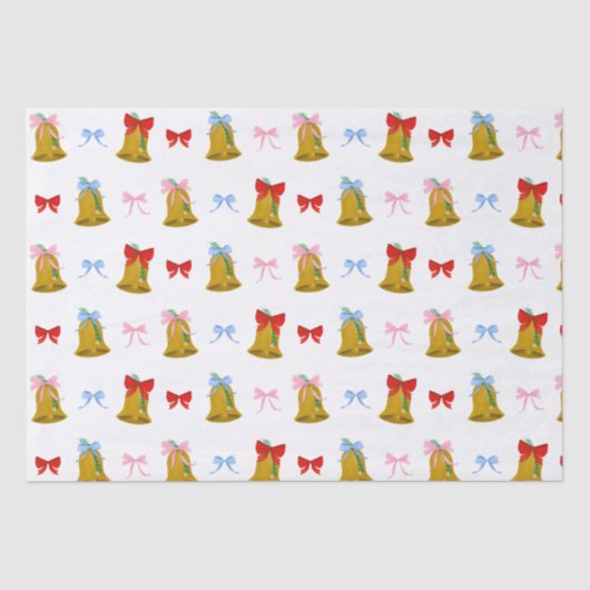 Classic Coquette Weihnachtsglocken und Bows Seidenpapier (Vorderseite)