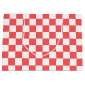 Classic coral red checkerboard große geschenktüte (Vorderseite)