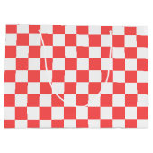 Classic coral red checkerboard große geschenktüte (Rückseite)