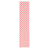 Classic coral red checkerboard kurzer tischläufer (Vorderseite)