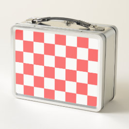 Classic coral red checkerboard metall brotdose
