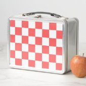 Classic coral red checkerboard metall brotdose (Beispiel)
