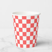 Classic coral red checkerboard pappbecher (Rückseite)
