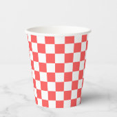 Classic coral red checkerboard pappbecher (Vorderseite)