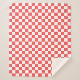 Classic coral red checkerboard sherpadecke