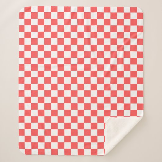 Classic coral red checkerboard sherpadecke (Vorderseite)