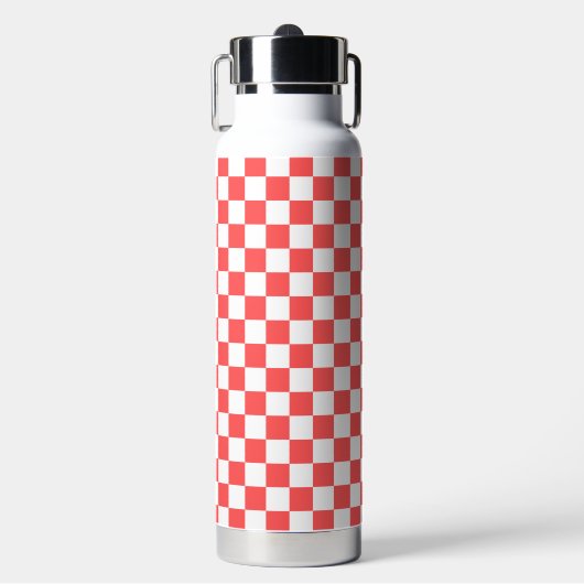 Classic coral red checkerboard trinkflasche (Vorderseite)