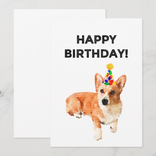 Classic Corgi Birthday Card Save The Date (Vorne/Hinten)