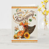 Classic Cornucopia Happy Thanksgiving Karte (Gelbe Blume)