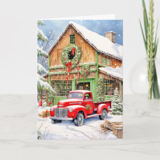 Classic Country Winter Bauernhof Frohe Weihnachten (Vorderseite)