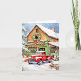Classic Country Winter Farmhouse Merry Christmas Feiertagskarte