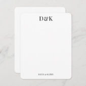 Classic Couple Monogram Names Wedding Vielen Dank Mitteilungskarte (Vorne/Hinten)