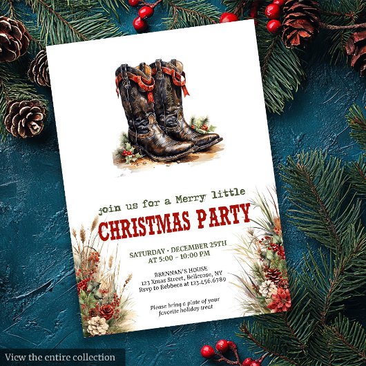 Classic Cowboy Country Christmas Invitation Einladung