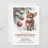 Classic cozy fawn snowy forest watercolor scene einladung (Vorderseite)