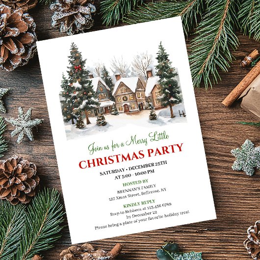 Classic cozy holiday scene Christmas party invite Einladung