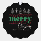 Classic Cozy Scribbles Merry Christmas Keepake Ornament Karte (Vorderseite)