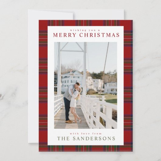 Classic Cozy Tartan Holiday Card Feiertagskarte (Vorderseite)