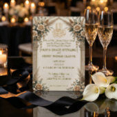 Classic Cream Antique Gold Floral Islamic Wedding  Einladung