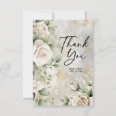 Classic Cream Floral Sage Green Blätter Hochzeit Dankeskarte (Vorderseite)