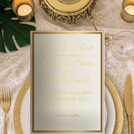 Classic Cream Gold Foil Wedding Dankeschön Card Folieneinladung