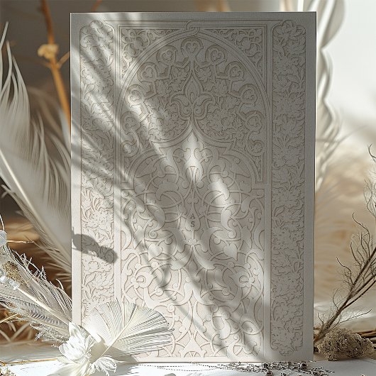 Classic Cream Lace Wedding Islamic Artistry Einladung