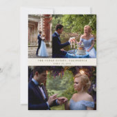 Classic Cream Olive Green Foto Collage Wedding Dankeskarte (Rückseite)