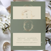Classic Cream & Sage Monogram Gold Wappen Wedding Einladungsbanderole