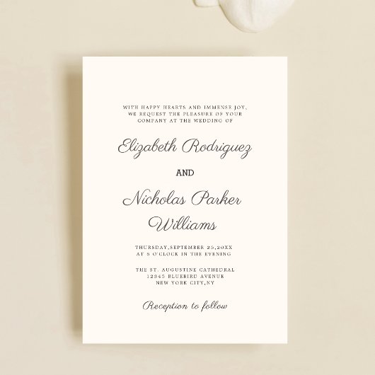 Classic Creme Digital Hochzeitsvorlage Einladung