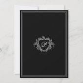 Classic crest monogram black and white wedding einladung (Rückseite)