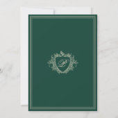 Classic crest monogram emerald green wedding einladung (Rückseite)
