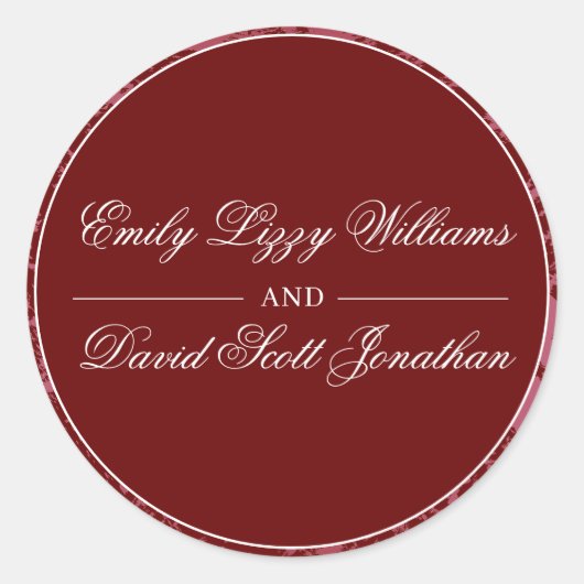 Classic Crimson Red Elegant Abstrakt Runder Aufkleber (Vorderseite)