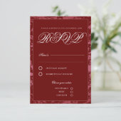 Classic Crimson Red Elegant RSVP Karte (Stehend Vorderseite)