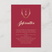Classic Crimson Red Golden Monogram Luxe Begleitkarte (Vorderseite)