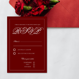 Classic Crimson Red Minimal Vintag RSVP Karte