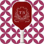 Classic Crimson Red Monogram Initial Pickleball Schläger