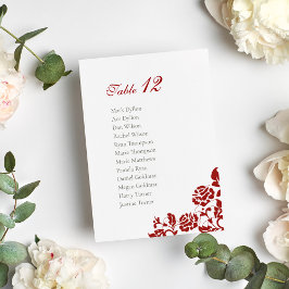 Classic Crimson Rote Rose Lace Cards Hochzeit Tischnummer