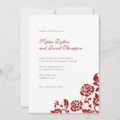 Classic Crimson Rote Rose Lace Pattern Wedding Einladung (Vorderseite)