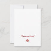 Classic Crimson Rote Rose Rose Lace Wedding RSVP Karte (Rückseite)