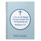 Classic Cross Philippians 4:13 Blue Notizblock (Vorderseite)