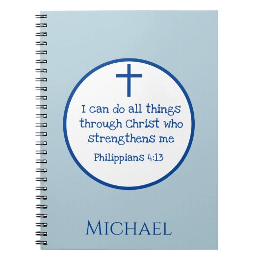 Classic Cross Philippians 4:13 Blue Notizblock (Vorderseite)